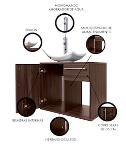 Foto 5 | Gabinete Para Baño Con Lavamanos Y Monomando, Puerta Y Cajón