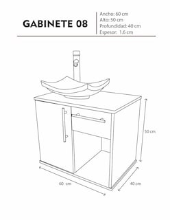 Foto 6 | Gabinete Para Baño Con Lavamanos Y Monomando, Puerta Y Cajón