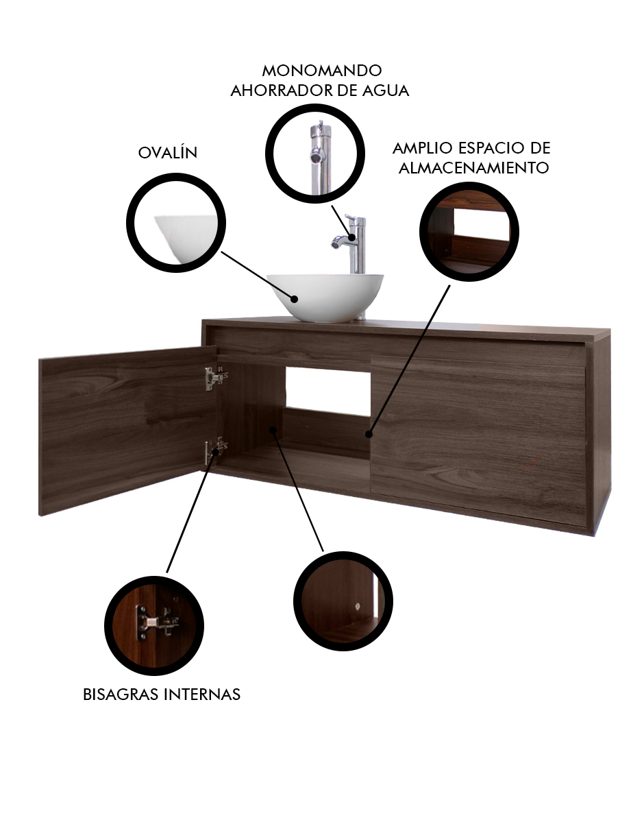 Foto 6 pulgar | Gabinete Para Baño Decomobil Con Ovalin Y Monomando