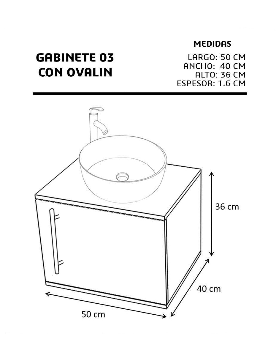 Foto 8 pulgar | Gabinete Flotante Para Baño Con Llave Monomando Y Ovalín