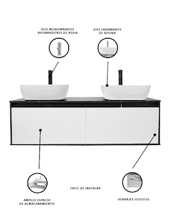 Foto 5 | Gabinete Para Baño Con Doble Lavabo Anton Minimalista