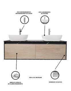 Foto 5 | Gabinete Para Baño Con Doble Lavabo Anton Minimalista