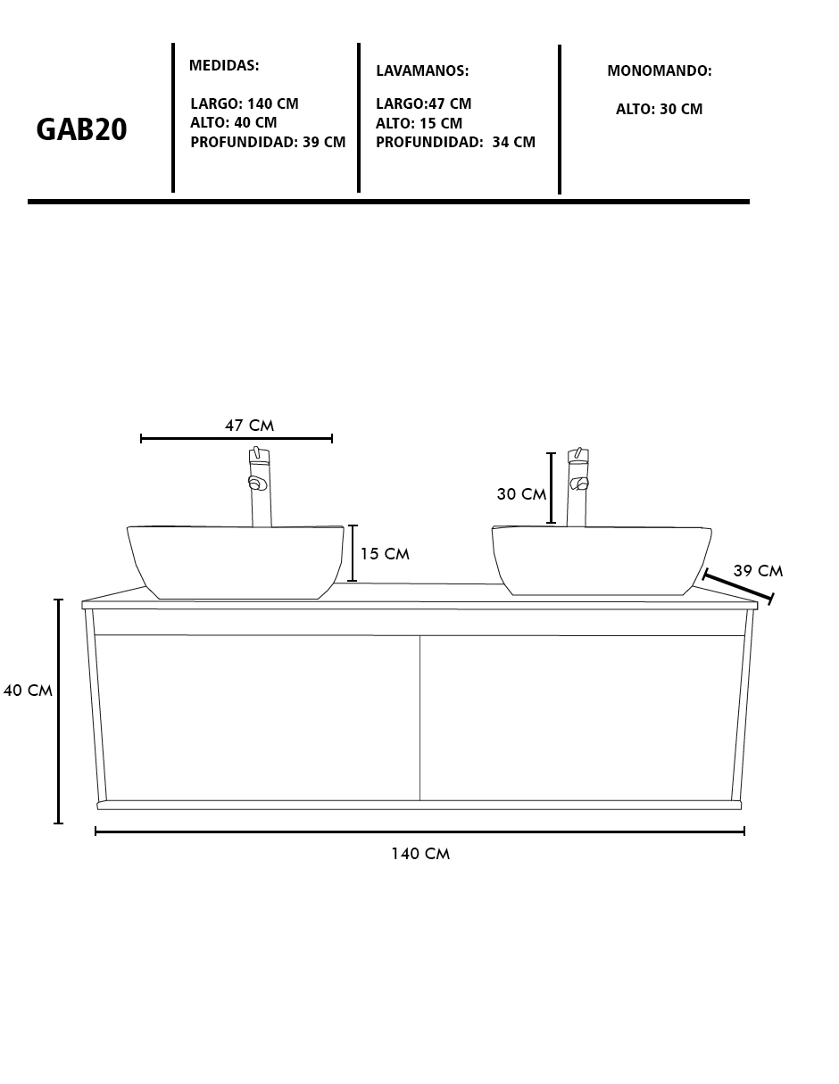 Foto 6 | Gabinete Para Baño Con Doble Lavabo Minimalista Dorota