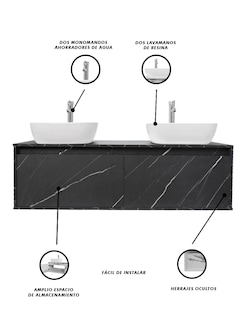 Foto 5 | Gabinete Para Baño Con Doble Lavabo Anton Minimalista