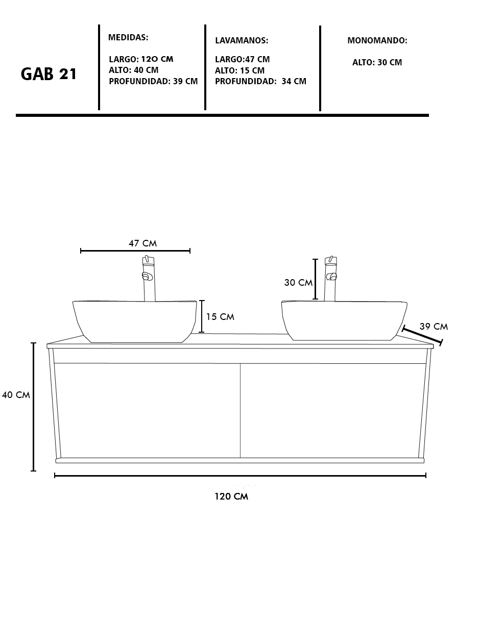 Foto 7 pulgar | Gabinete Para Baño Con Doble Lavabo Anton Minimalista