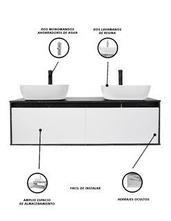 Foto 5 | Gabinete Para Baño Con Doble Lavabo Minimalista Dorota