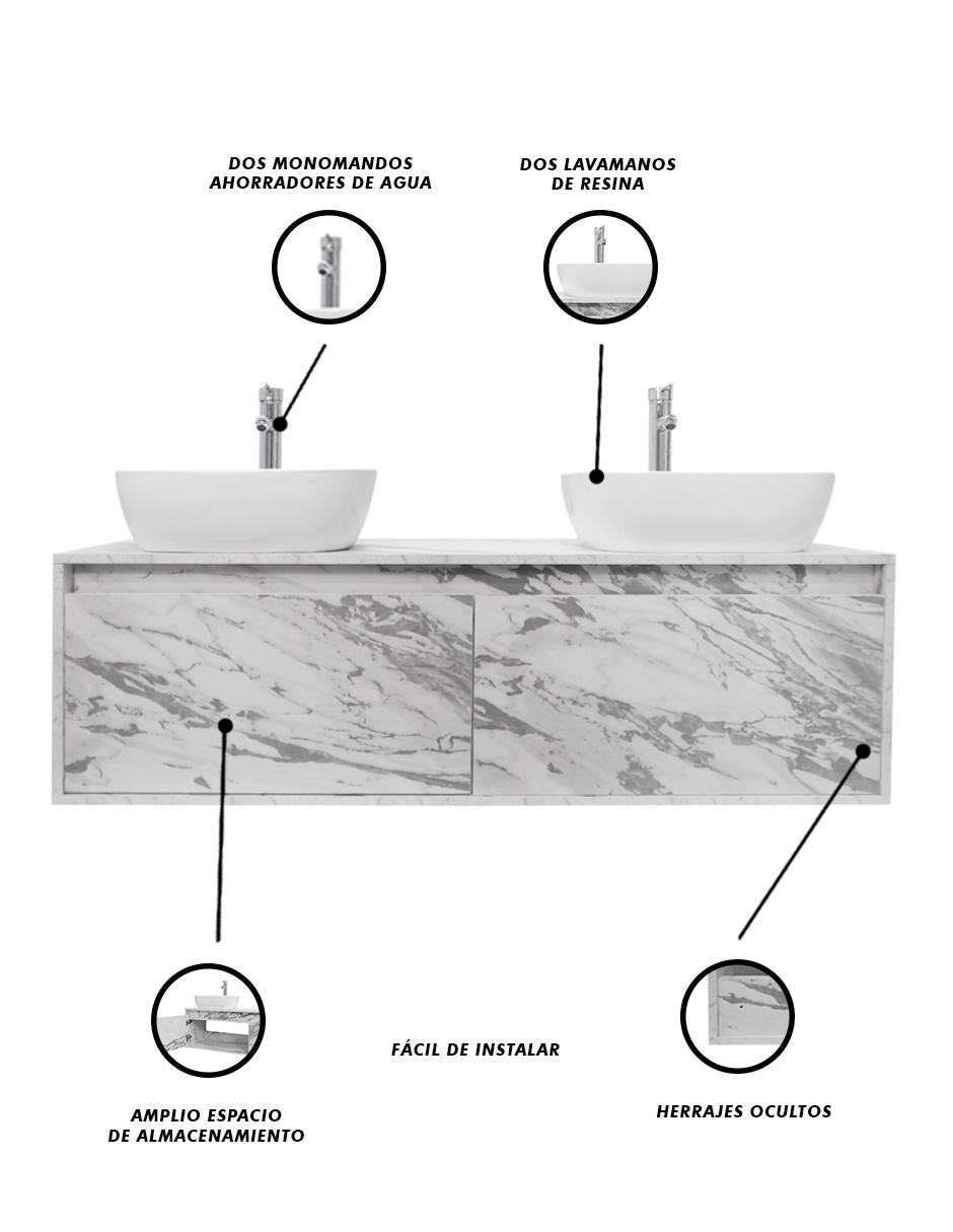 Foto 5 | Gabinete Para Baño Con Doble Lavabo Anton Minimalista