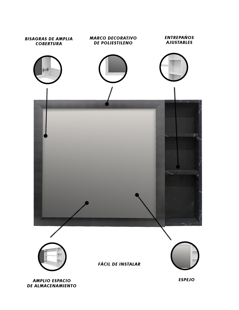 Foto 6 pulgar | Organizador de Baño Decomobil con Espejo