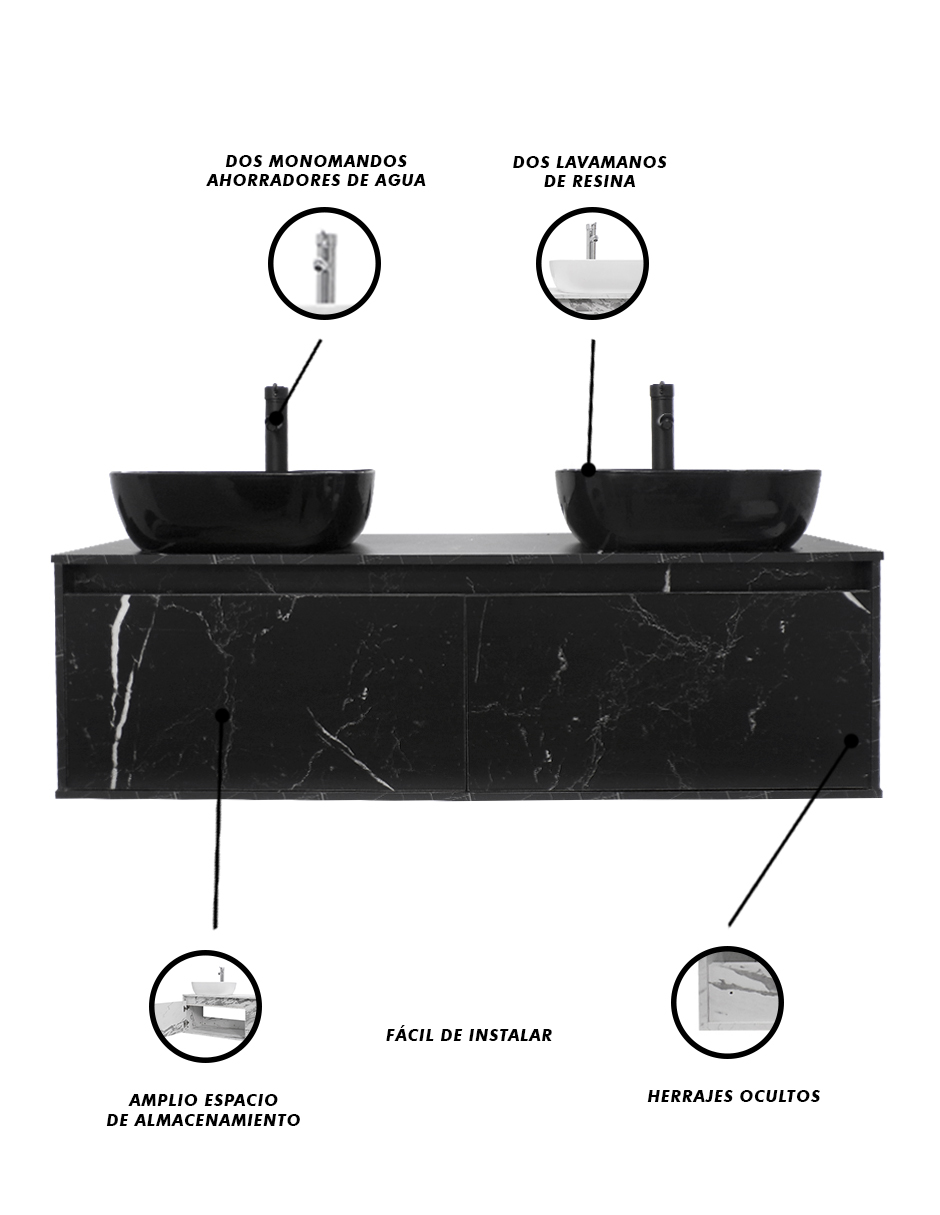 Foto 6 pulgar | Gabinete Para Baño Con Doble Lavabo Minimalista Dorota