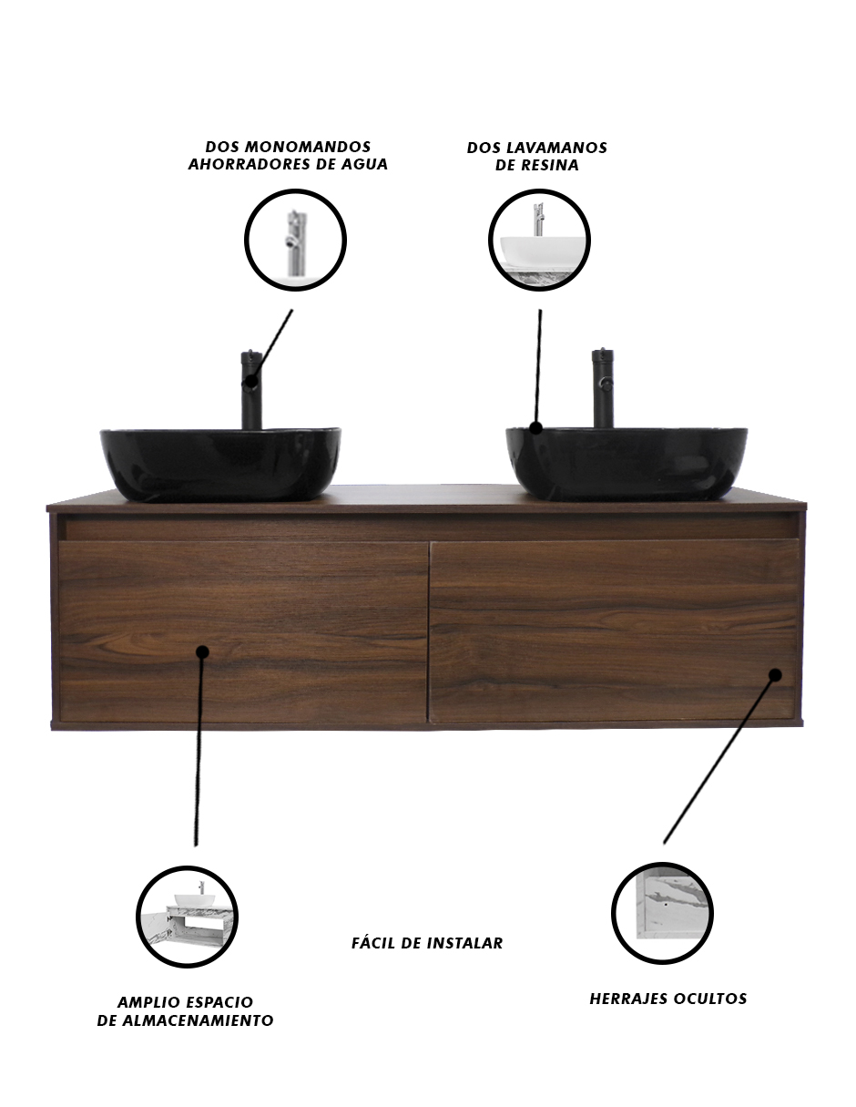 Foto 6 pulgar | Gabinete Para Baño Con Doble Lavabo Minimalista Dorota