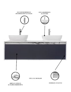 Foto 5 | Gabinete Para Baño Con Doble Lavabo Anton Minimalista