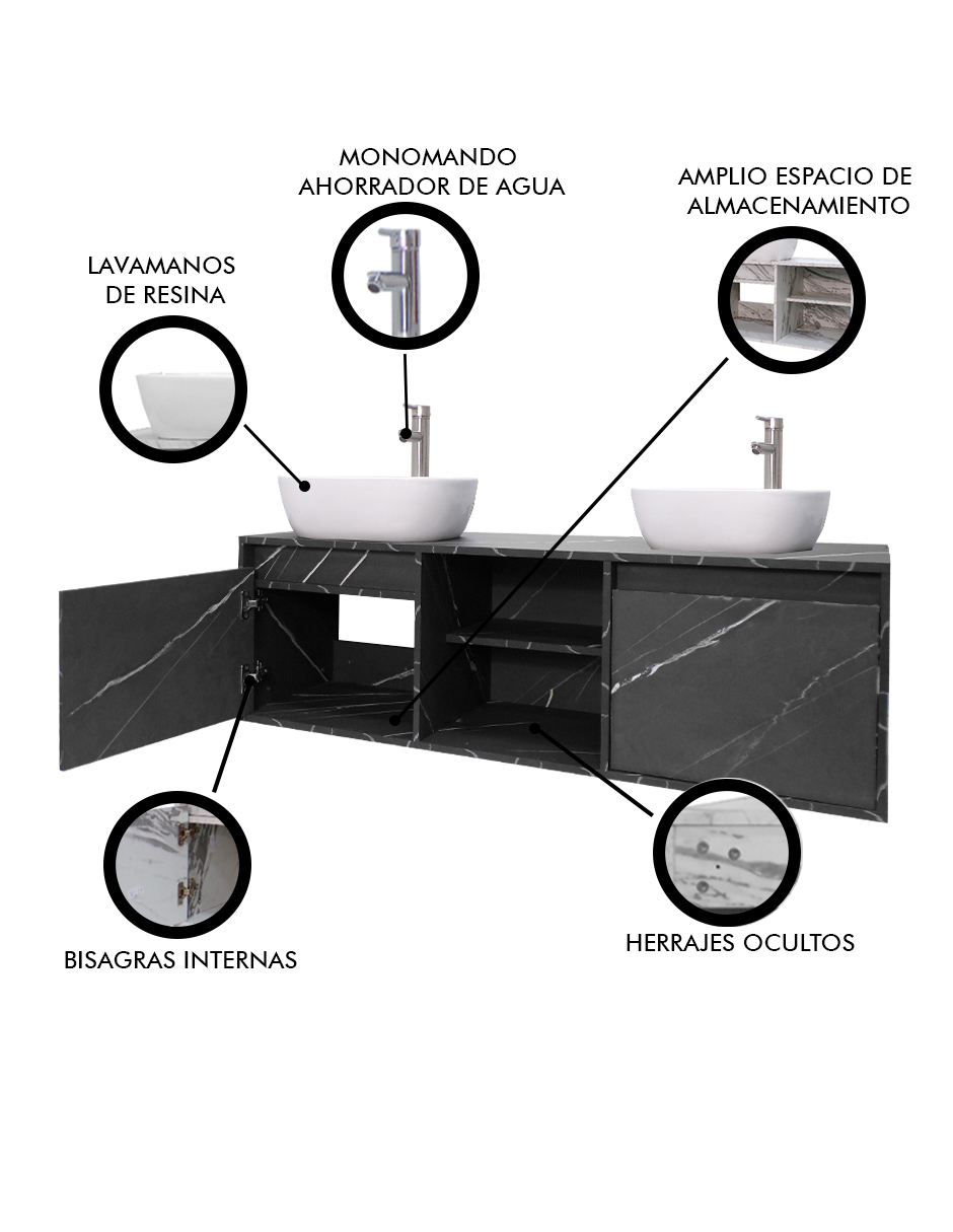 Foto 6 pulgar | Gabinete De Baño Para Lavamanos Doble Darcy Minimalista