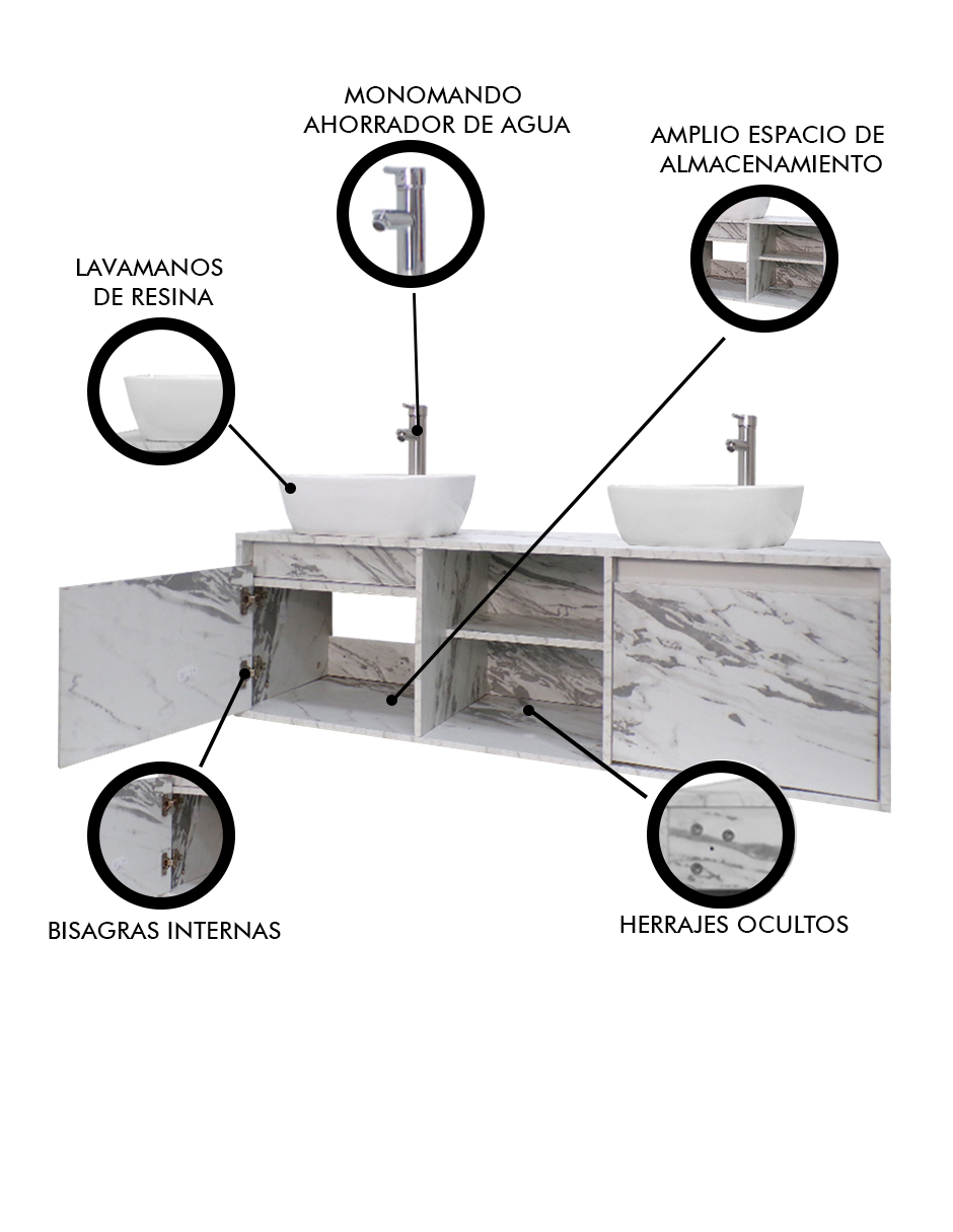 Foto 6 pulgar | Gabinete De Baño Para Lavamanos Doble Darcy Minimalista