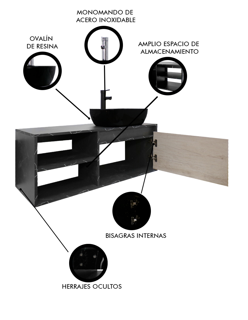 Foto 6 pulgar | Gabinete Para Baño Lizzy Con Lavamanos Y Monomando