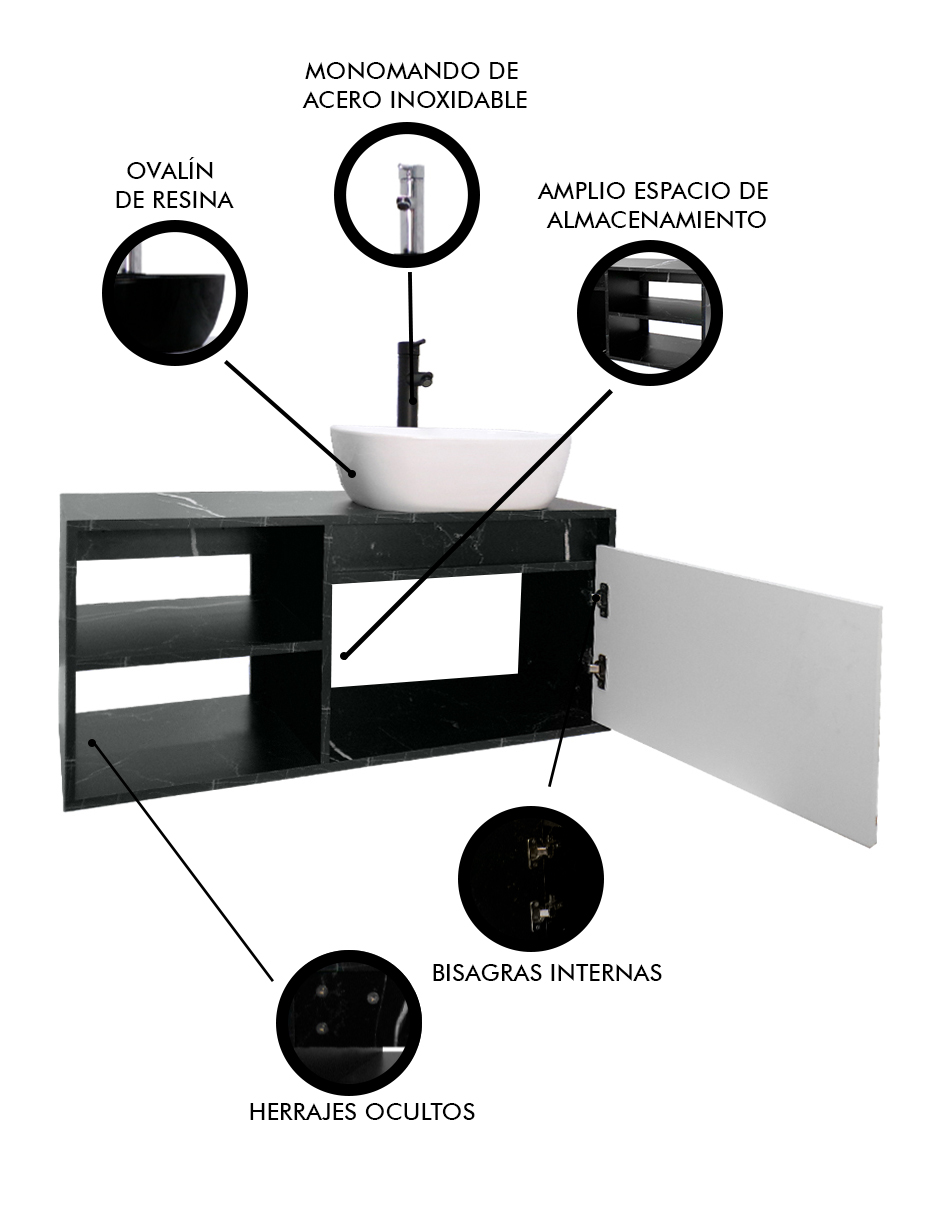 Foto 6 pulgar | Gabinete Para Baño Lizzy Con Lavamanos Y Monomando