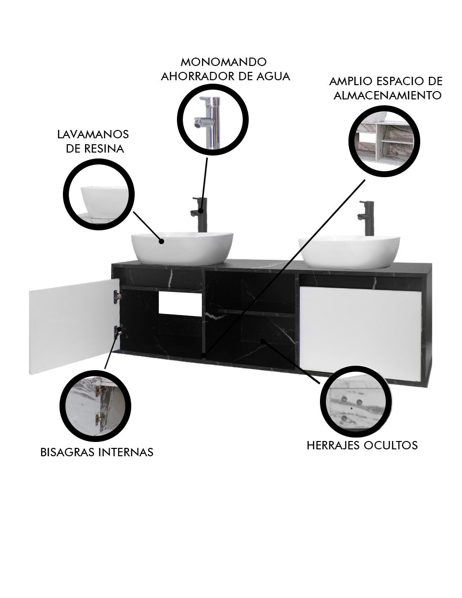 Foto 6 pulgar | Gabinete De Baño Para Lavamanos Doble Darcy Minimalista