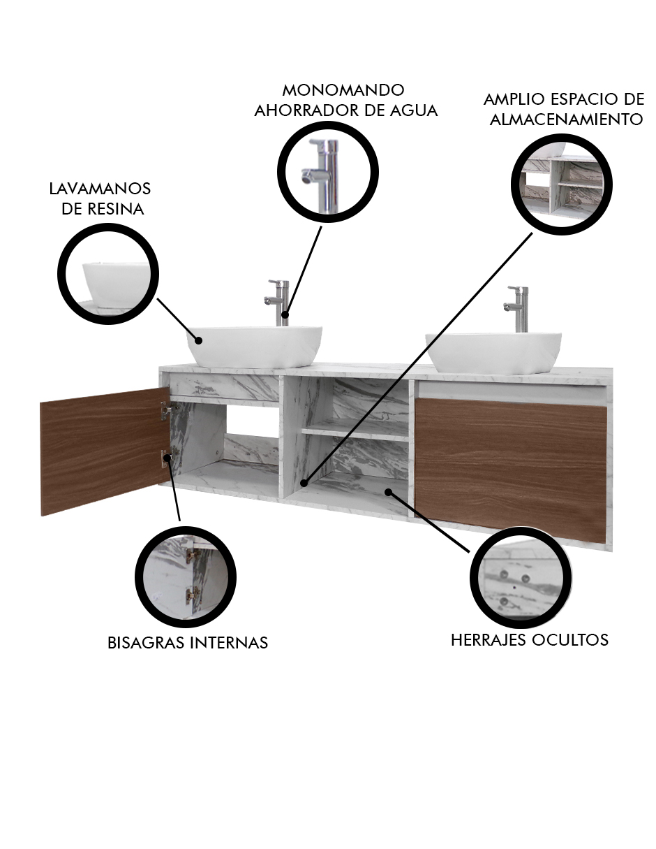 Foto 6 pulgar | Gabinete De Baño Para Lavamanos Doble Darcy Minimalista