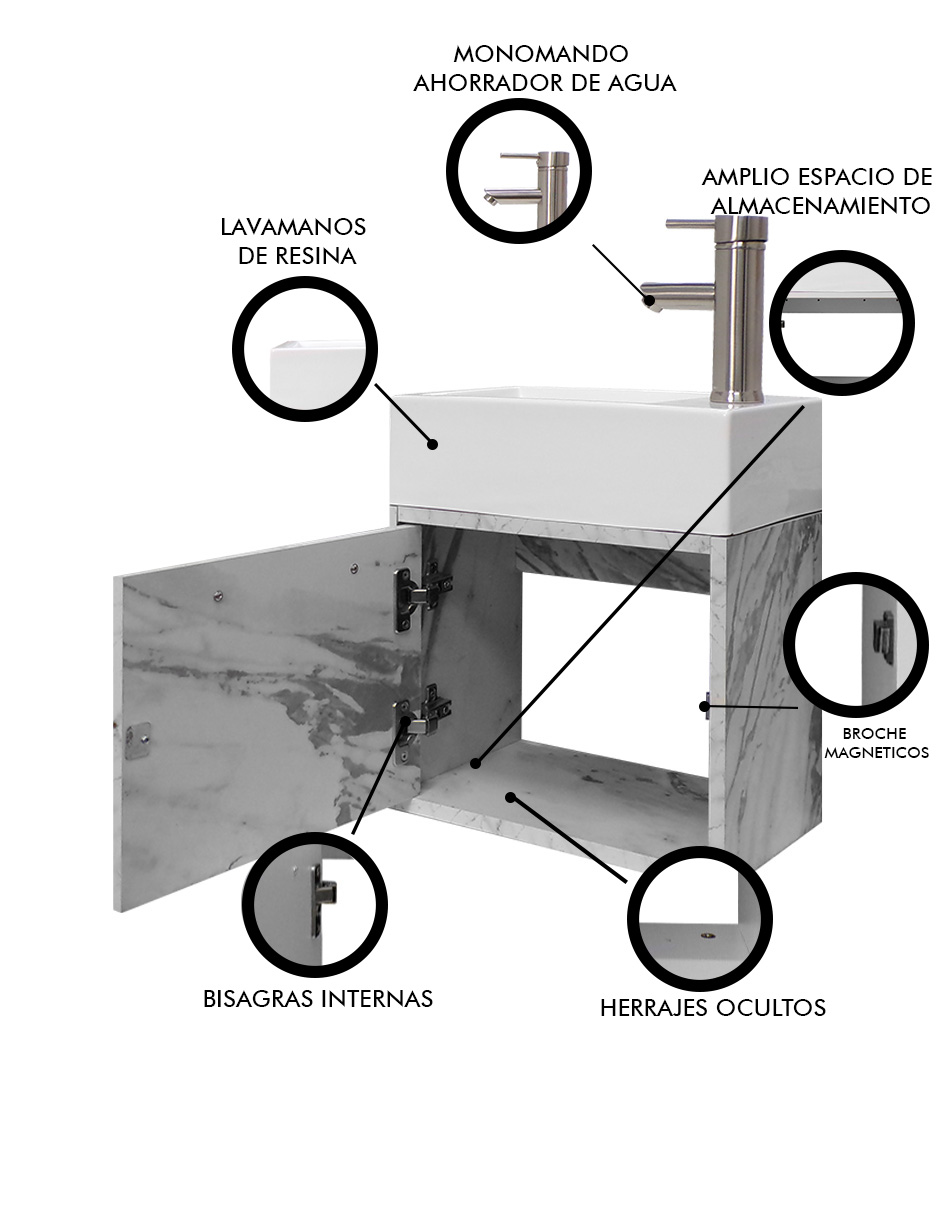 Foto 6 pulgar | Gabinete De Baño Para Lavabo Minimalista Flotante Leanor