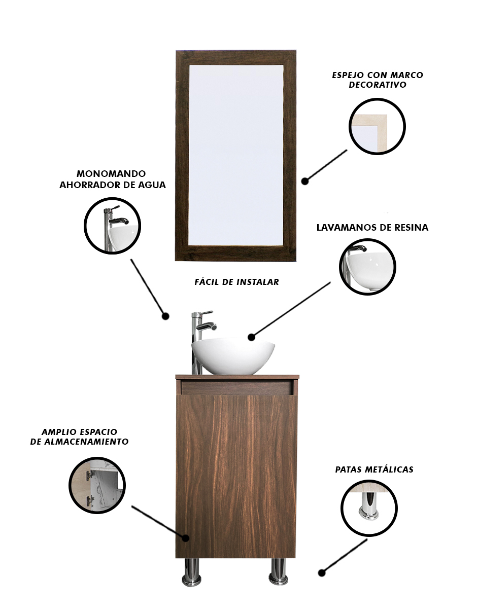 Foto 5 | Gabinete De Baño Para Lavabo Con Espejo Decorativo Gisla