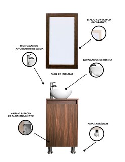 Foto 5 | Gabinete De Baño Para Lavabo Con Espejo Decorativo Gisla