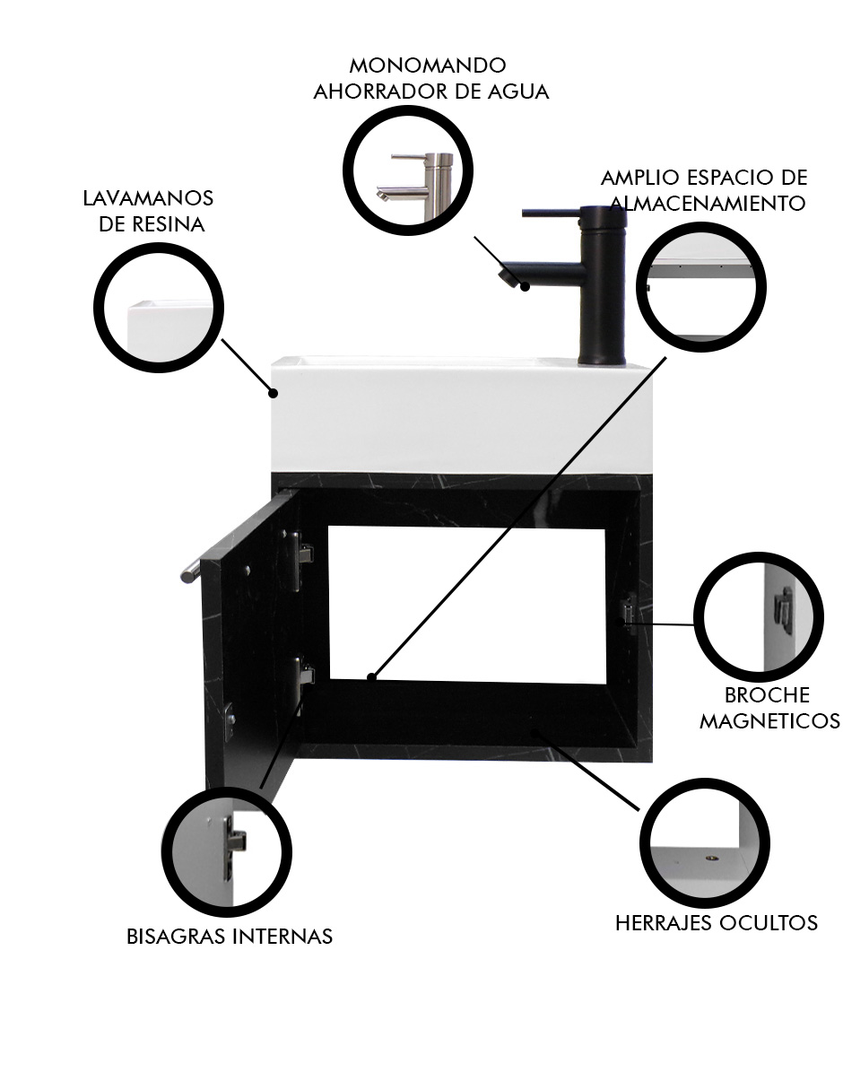 Foto 6 pulgar | Gabinete De Baño Para Lavabo Minimalista Flotante Leanor