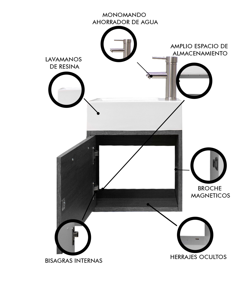 Foto 6 pulgar | Gabinete De Baño Para Lavabo Minimalista Flotante Leanor