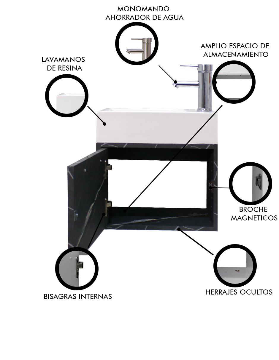 Foto 6 pulgar | Gabinete De Baño Para Lavabo Minimalista Flotante Leanor