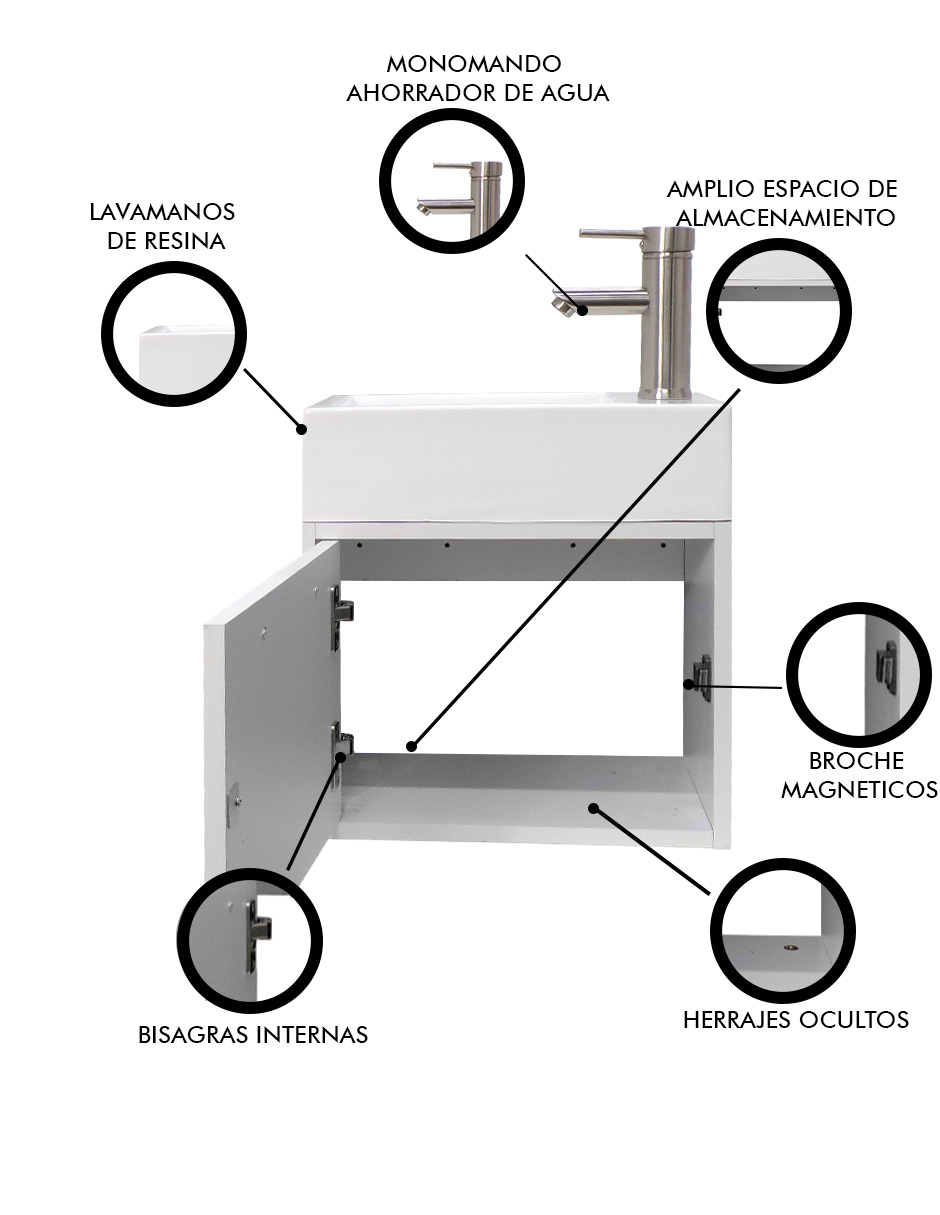 Foto 6 pulgar | Gabinete De Baño Para Lavabo Minimalista Flotante Leanor