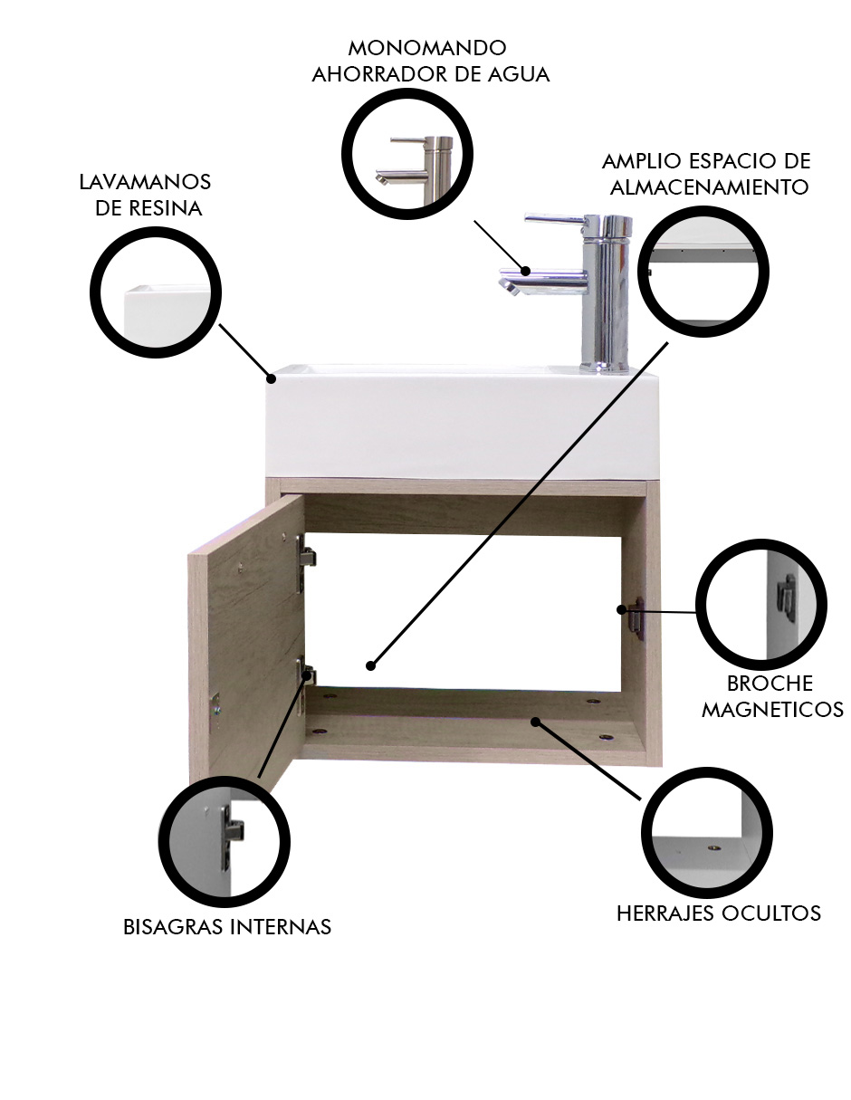 Foto 6 pulgar | Gabinete De Baño Para Lavabo Minimalista Flotante Leanor