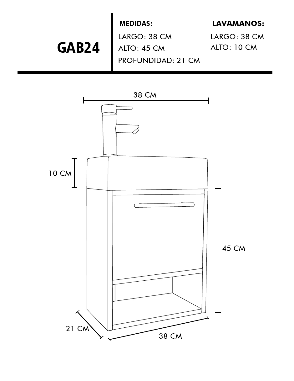 Foto 7 pulgar | Gabinete De Baño Para Lavabo Flotante Minimalista Alys