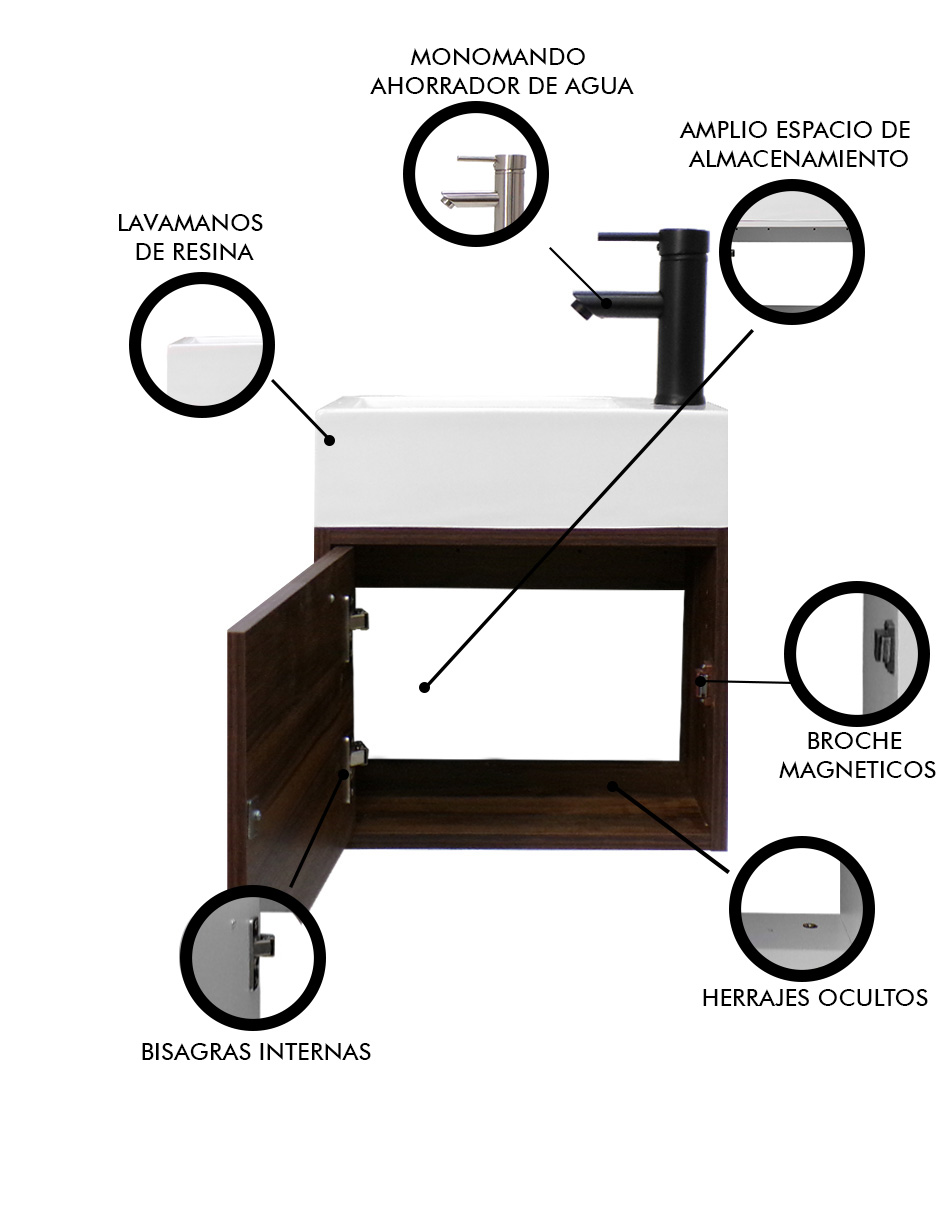 Foto 6 pulgar | Gabinete De Baño Para Lavabo Minimalista Flotante Leanor