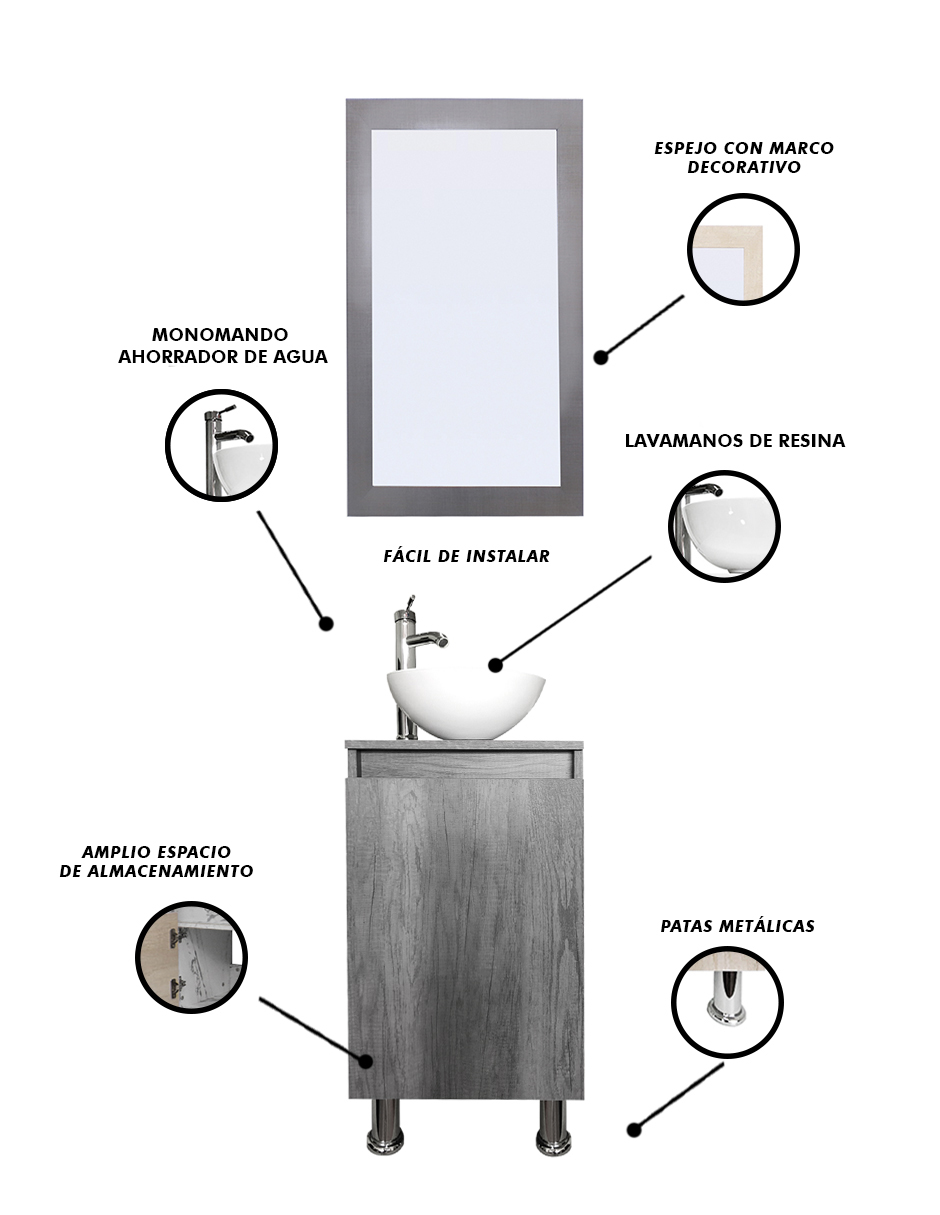 Foto 6 pulgar | Gabinete De Baño Para Lavabo Con Espejo Decorativo Gisla