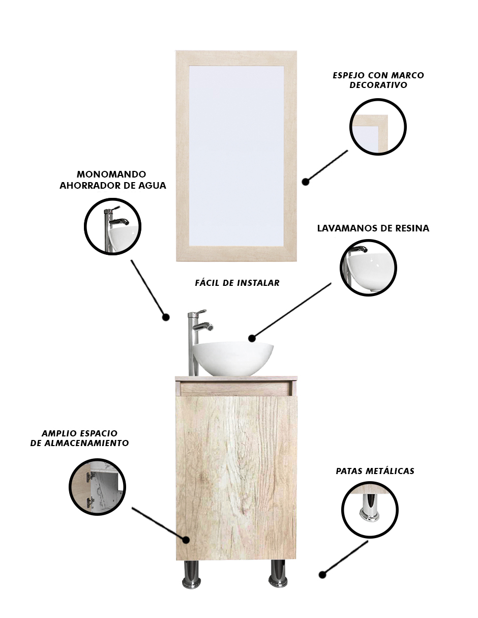 Foto 5 | Gabinete De Baño Para Lavabo Con Espejo Decorativo Gisla