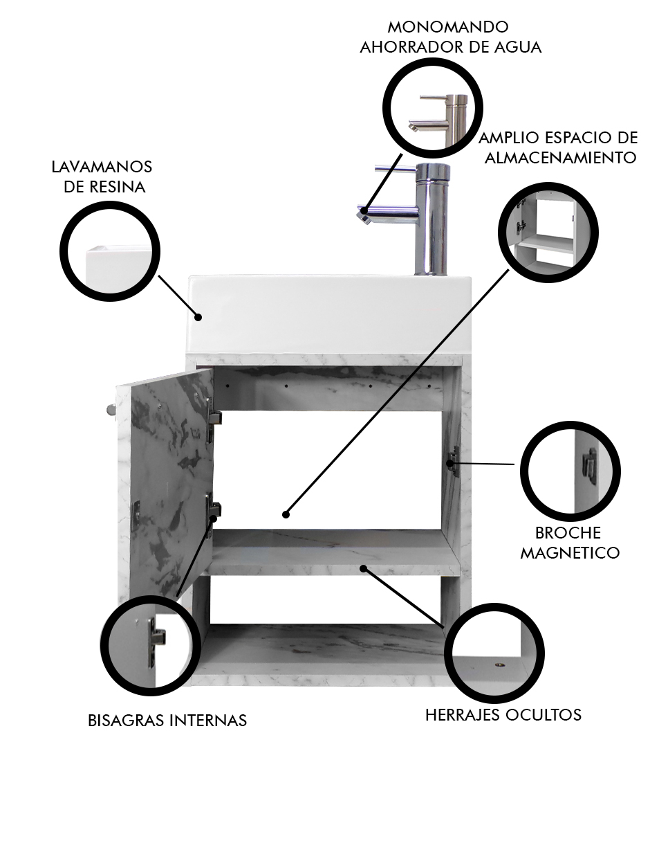 Foto 6 pulgar | Mueble para Lavabo Flotante Decomobil Alys Minimalista