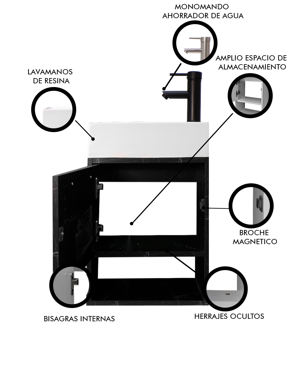 Foto 6 pulgar | Gabinete De Baño Para Lavabo Flotante Minimalista Alys