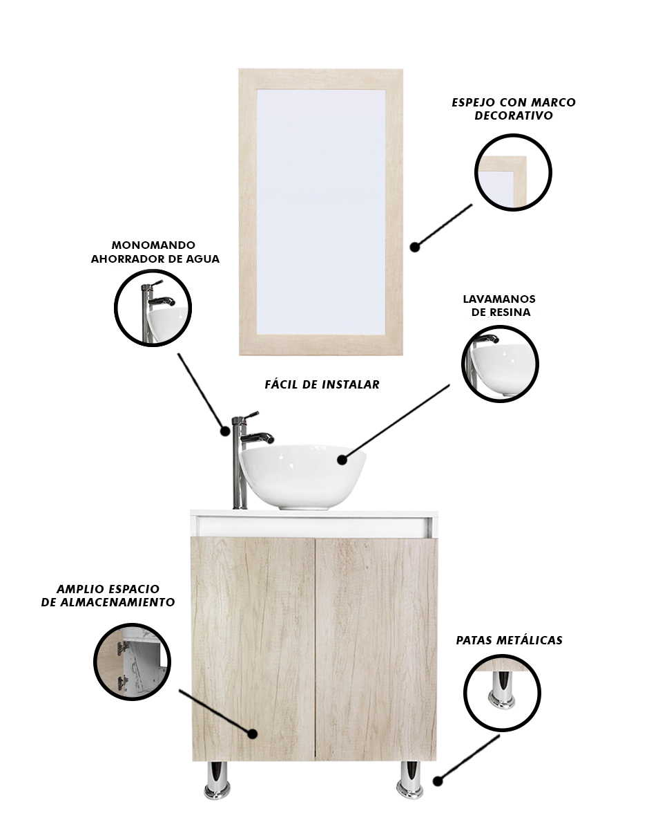 Foto 4 pulgar | Gabinete De Baño Para Lavabo Con Espejo Decorativo Maya