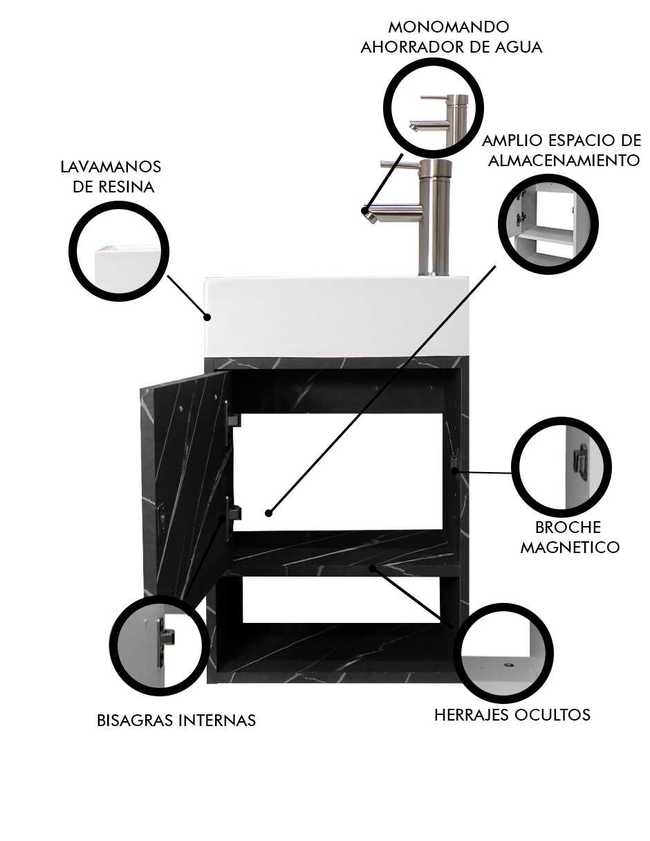 Foto 6 pulgar | Gabinete De Baño Para Lavabo Flotante Minimalista Alys