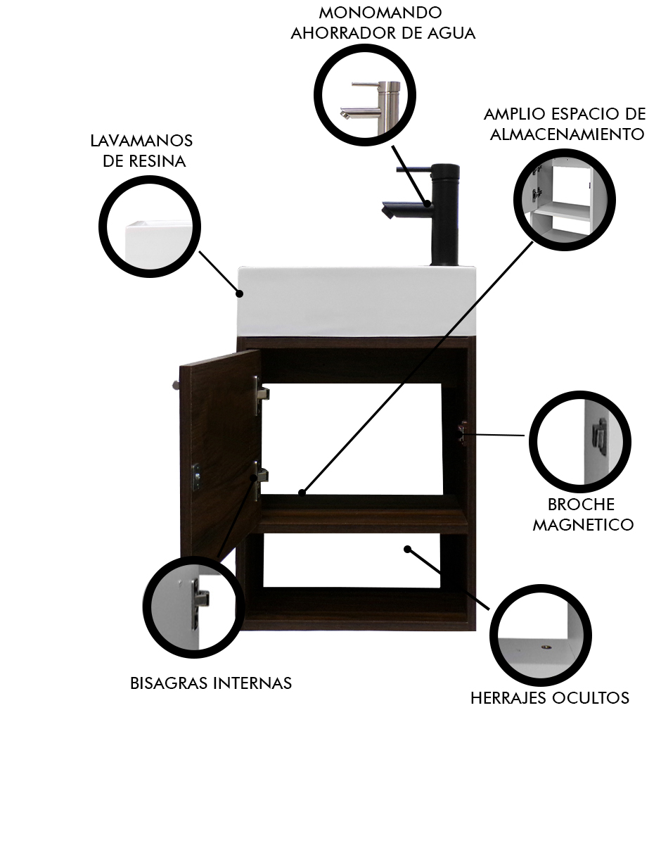 Foto 6 pulgar | Gabinete De Baño Para Lavabo Flotante Minimalista Alys