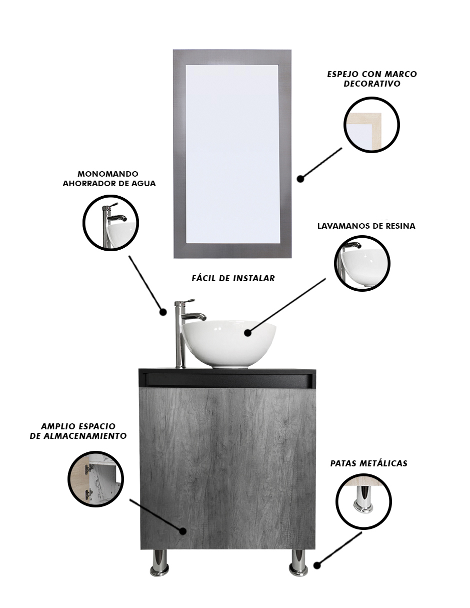 Foto 6 pulgar | Gabinete De Baño Para Lavabo Con Espejo Decorativo Maya