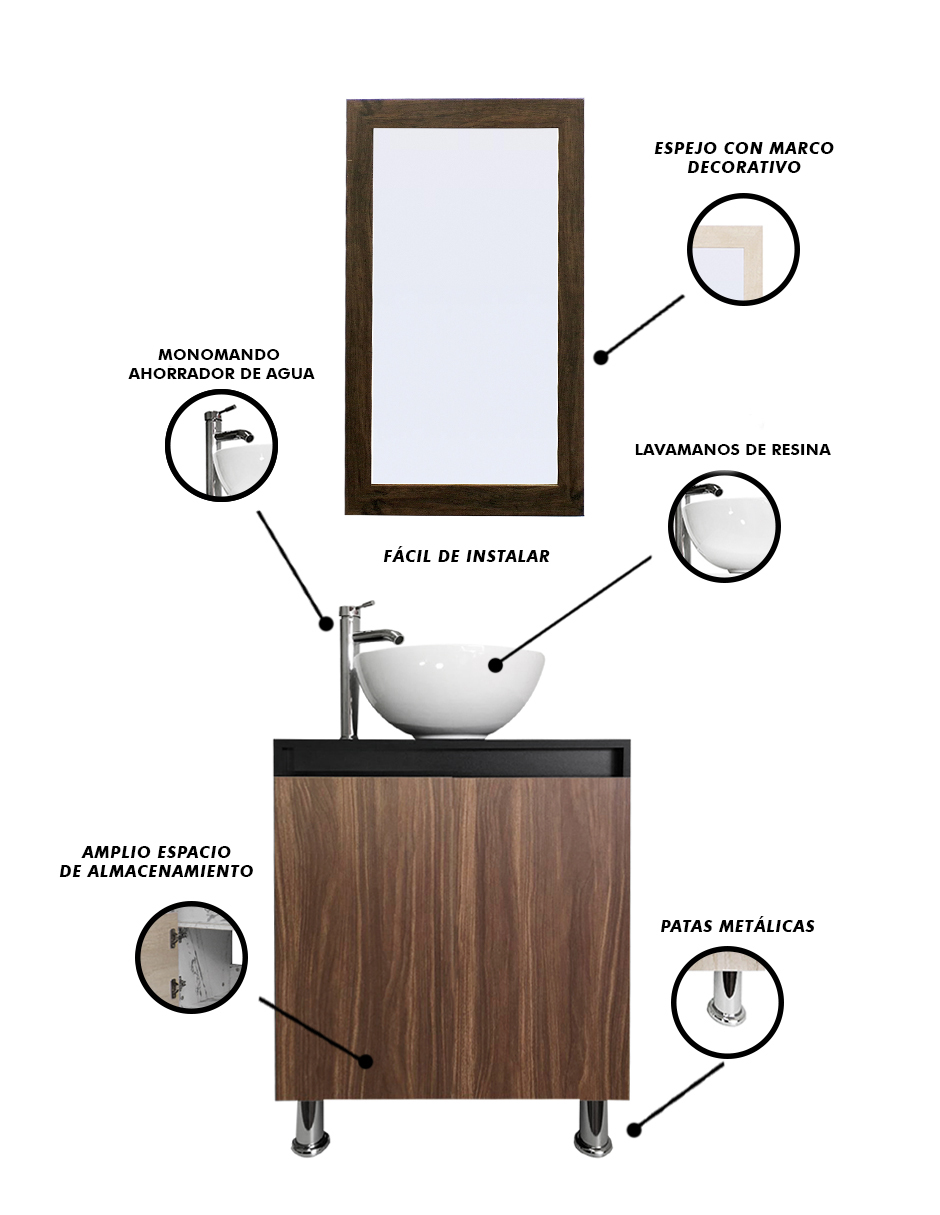 Foto 5 | Gabinete De Baño Para Lavabo Con Espejo Decorativo Maya