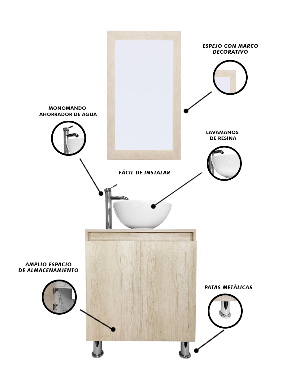 Foto 5 | Gabinete De Baño Para Lavabo Con Espejo Decorativo Maya