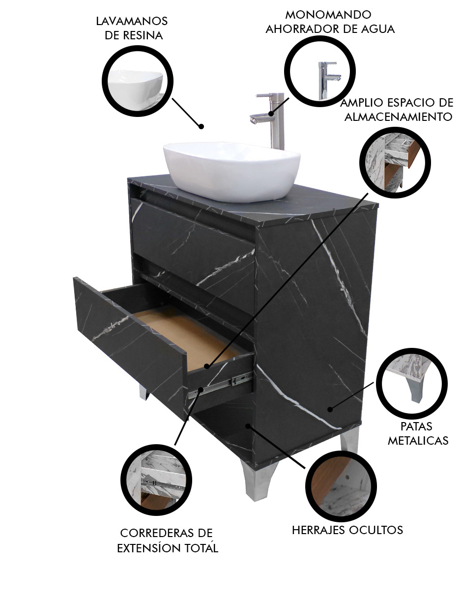 Foto 7 pulgar | Gabinete De Baño Con Llave Y Lavabo Minimalista Roy