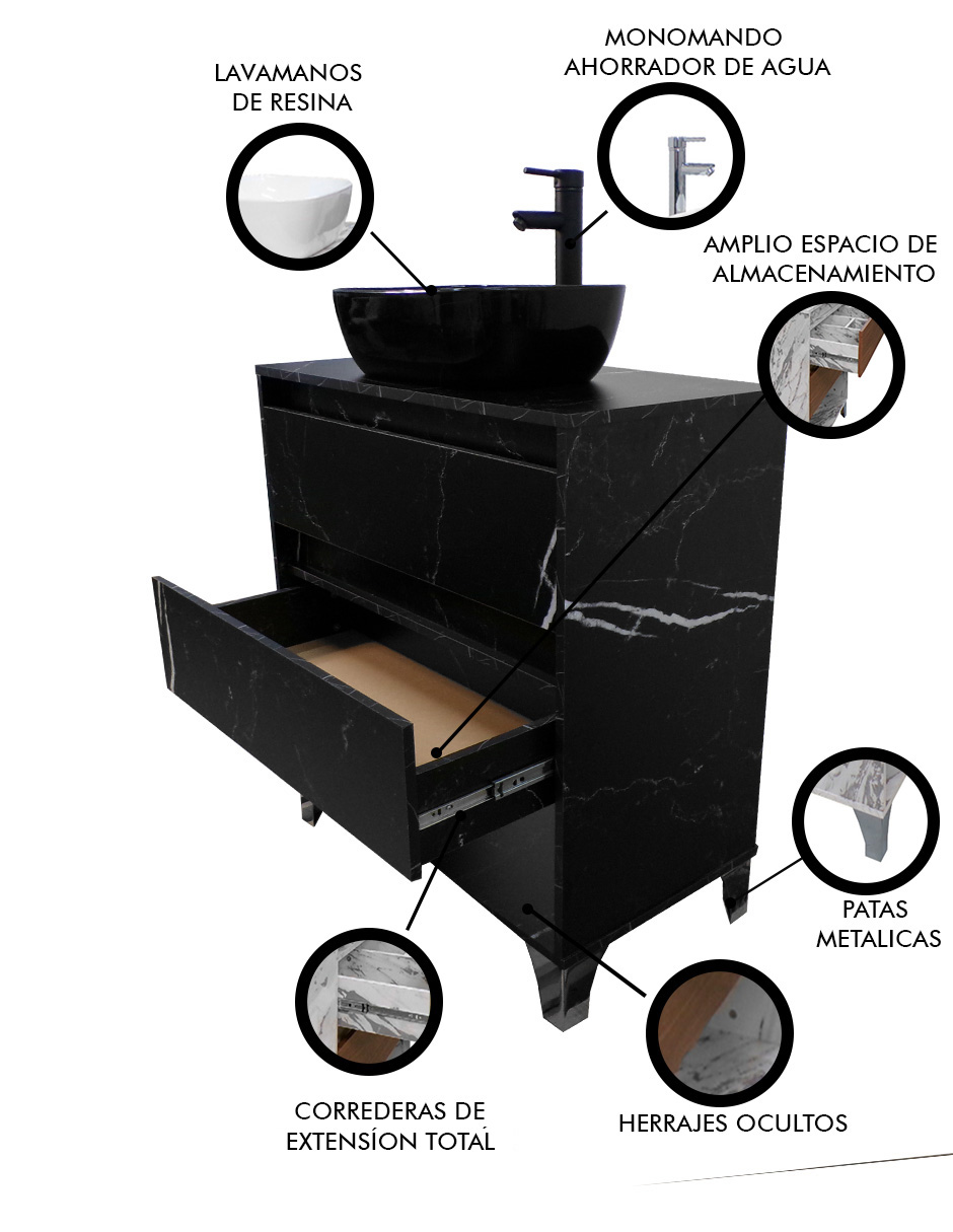 Foto 7 pulgar | Gabinete De Baño Con Llave Y Lavabo Minimalista Roy