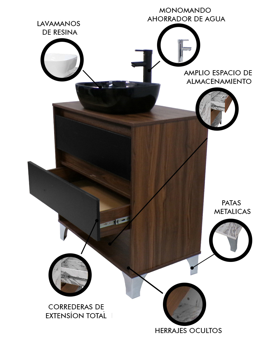 Foto 6 | Gabinete De Baño Con Llave Y Lavabo Minimalista Roy