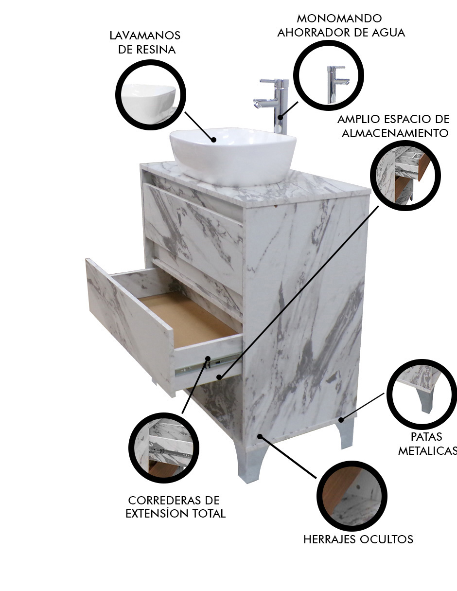 Foto 7 pulgar | Gabinete De Baño Con Llave Y Lavabo Minimalista Roy