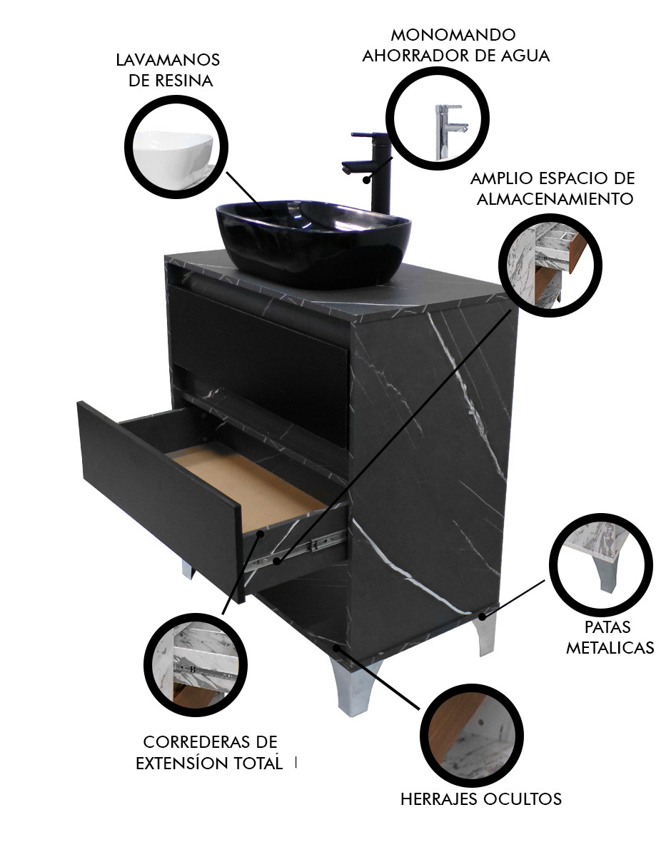 Foto 7 pulgar | Gabinete De Baño Con Llave Y Lavabo Minimalista Roy