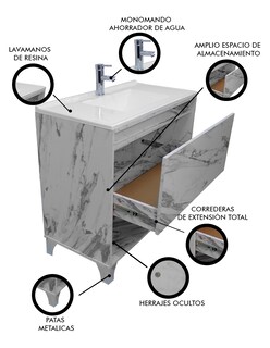 Foto 6 | Gabinete De Baño Con Lavabo, Llave Y Cajon Minimalista Himalaya