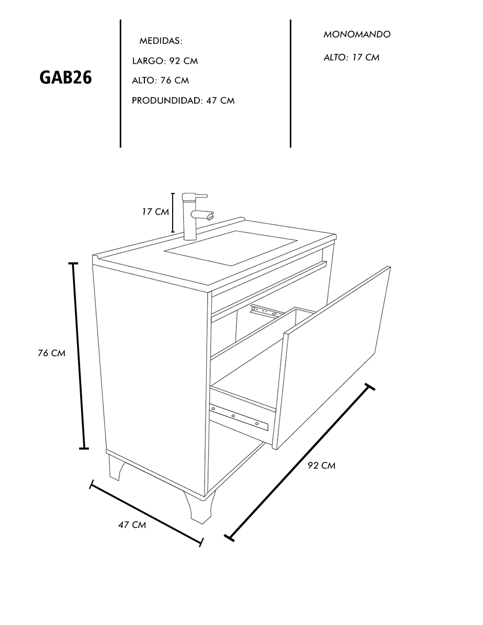 Foto 8 pulgar | Gabinete De Baño Con Lavabo, Llave Y Cajon Minimalista Himalaya