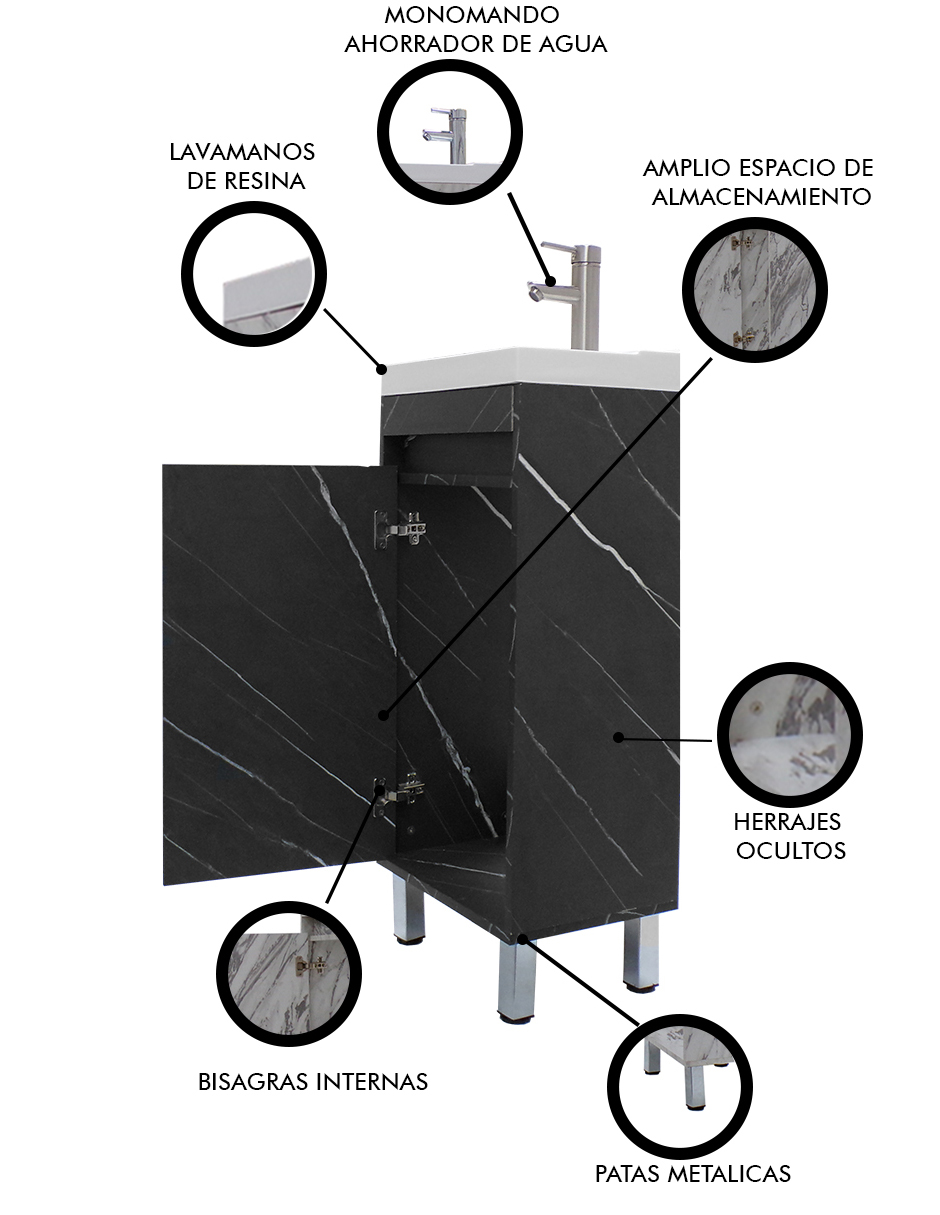 Foto 7 pulgar | Gabinete Para Baño Nala Con Lavabo Minimalista