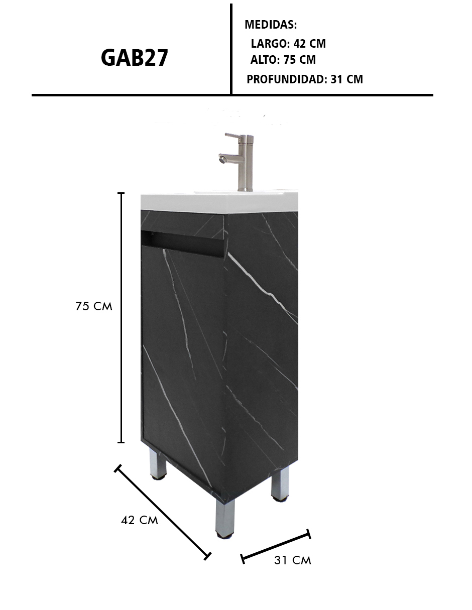 Foto 8 pulgar | Gabinete Para Baño Nala Con Lavabo Minimalista